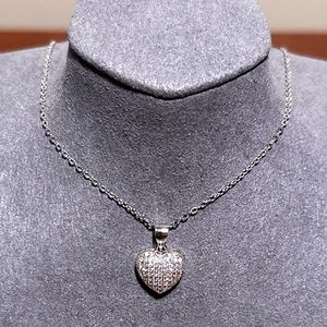 925 Solid Sterling Silver Heart Necklace